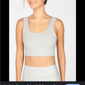 Fabletics Harlow Reversible Midi Sports Bra Color: Raincloud/Arctic Grey small